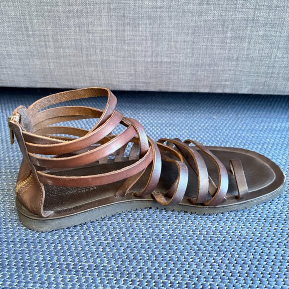 Mercanti Fiorentini Brown Leather Gladiator Sandals Men’s 10 - Pre-owned - Picture 7 of 15